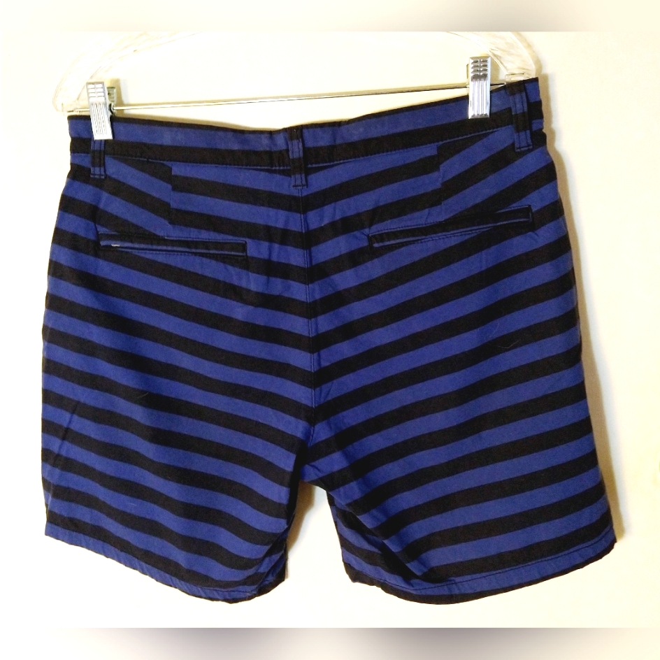 Goodthreads Men's/Teen's Size 32 Blue And Black Striped Shorts Stretch Short